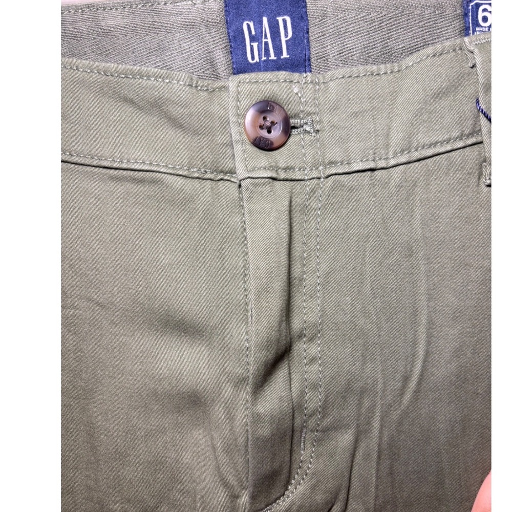 Gap Relaxed Girlfriend Chino Pants Womens 6 Olive Green Cuffed Mid Rise New - Picture 5 of 10